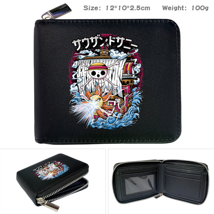 Peripheral Zipper One Piece Printed Fold Men's Wallets