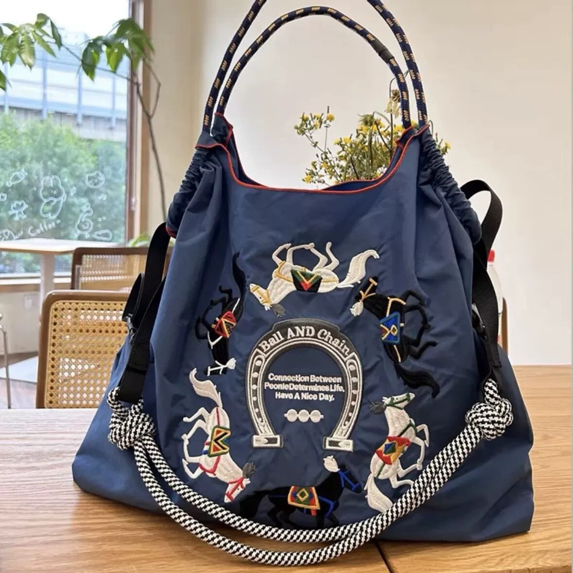 High Round Upper Body Horse Embroidery Handbags