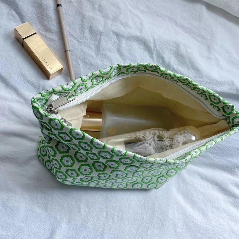 Large Capacity Portable Fresh Floral Buggy Cosmetic Bags