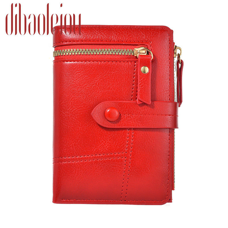 Women's Fashion Short Leather Zipper Folding Coin Purses