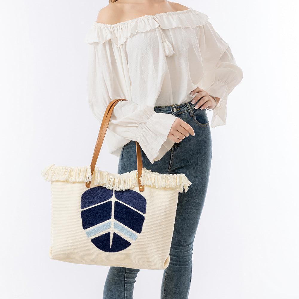 Women's Towel Embroidery Canvas Bohemian Ethnic Style Tote Bags