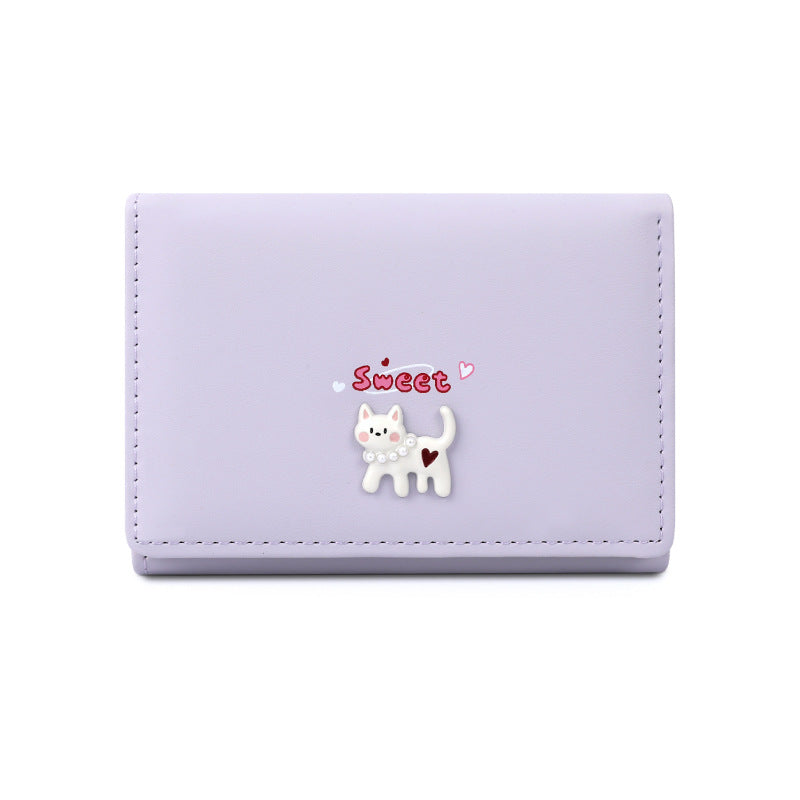 Women's Solid Color High-grade Kitten Cute Short Purses