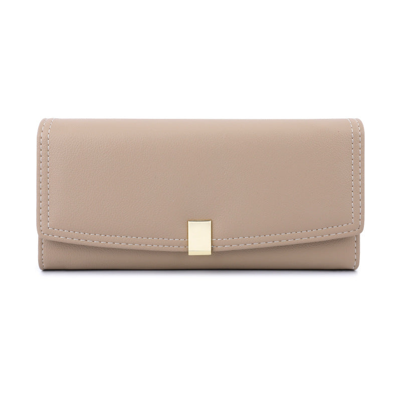 Women's Dark Korean Style Long Big Three Fold Ladies Wallet