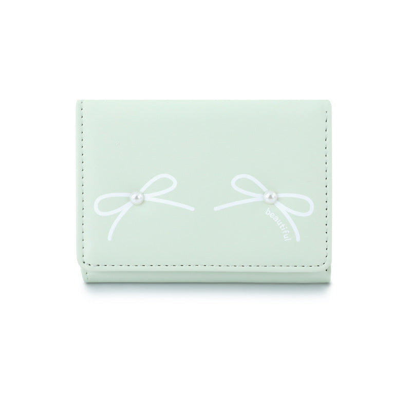 Women's Summer Bowknot Outing Cute Pearl Ladies Wallet