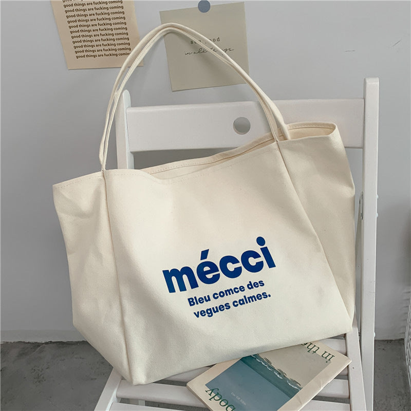 Women's Capacity Canvas Idle Style Book Letter Shoulder Bags
