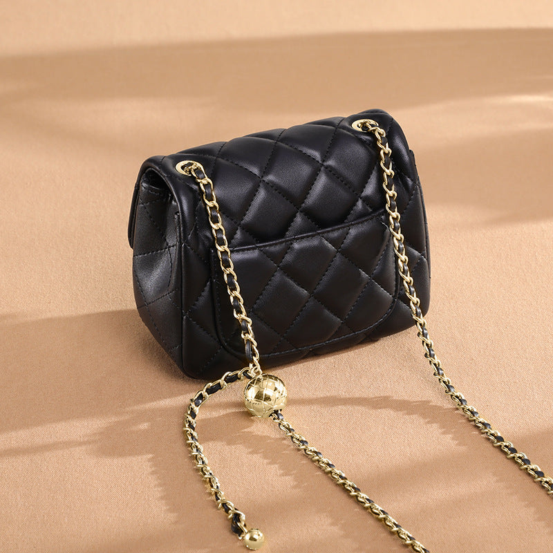 Women's Trendy Genuine Leather Fashion Rhombus Chain Women's Messenger Bag