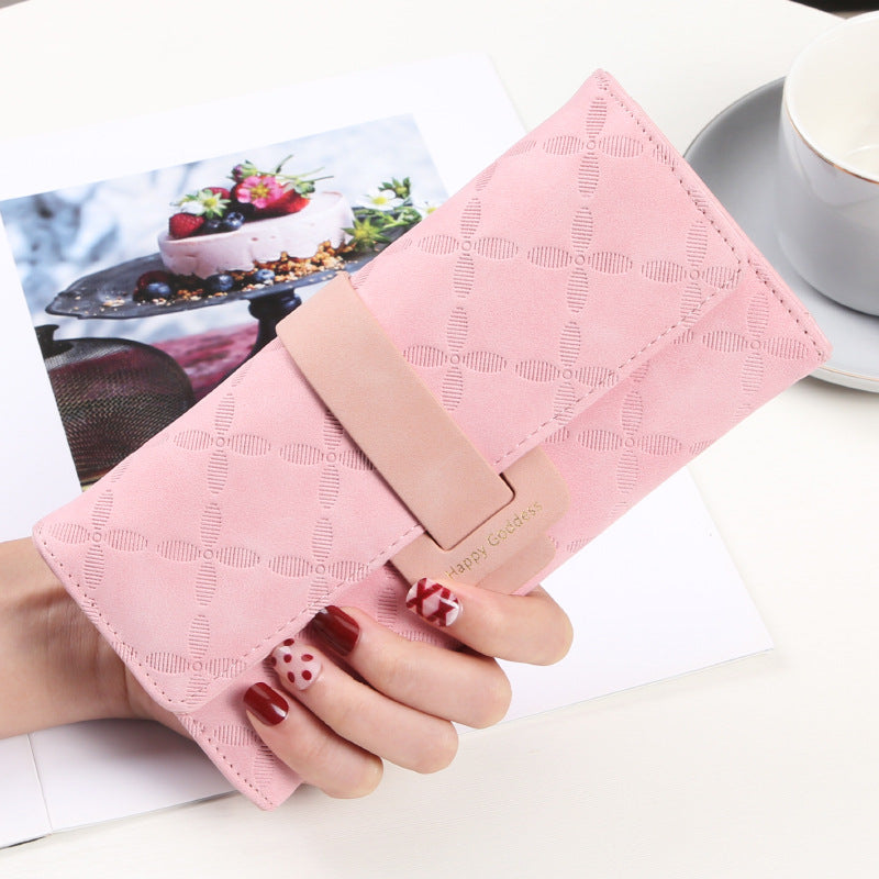 Women's Long Embossed Simple Multi Clutch Ladies Wallet