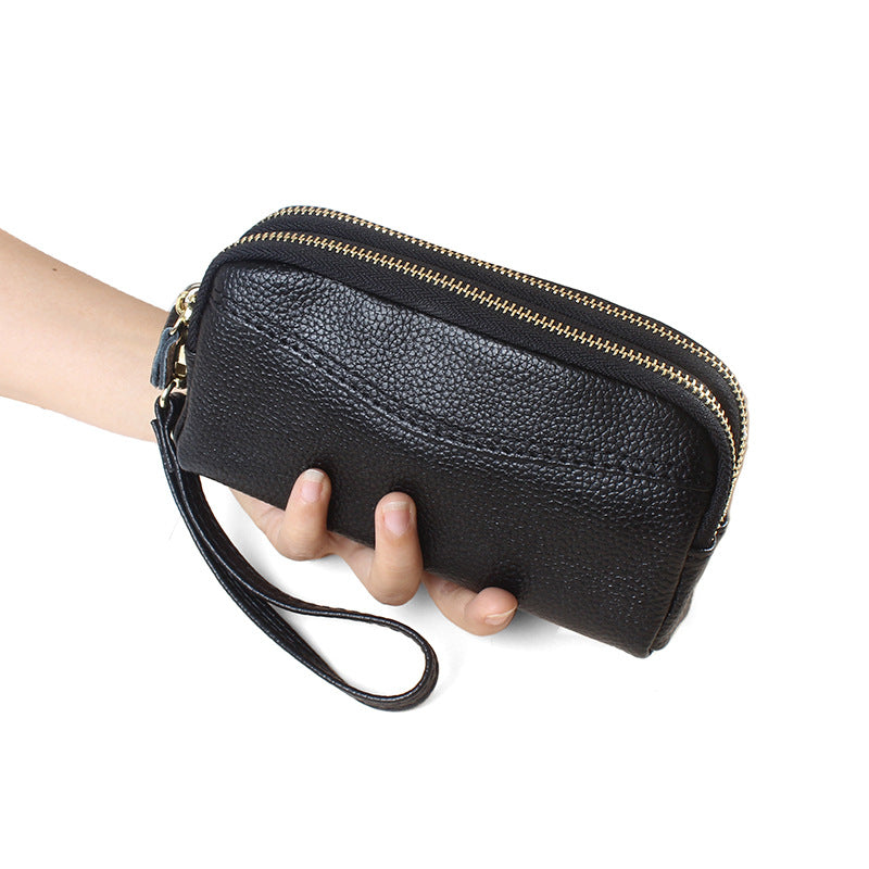 Women's Long High-grade Large Capacity Fashion Leather Double Zip Ladies Wallet