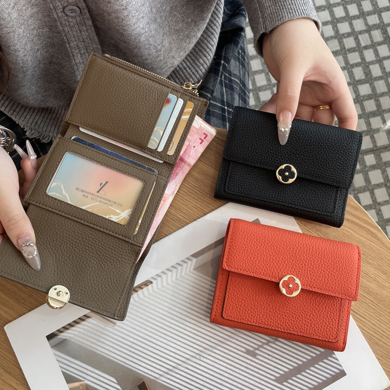 Women's Leather Short Exquisite Multi Slots Large Coin Purses