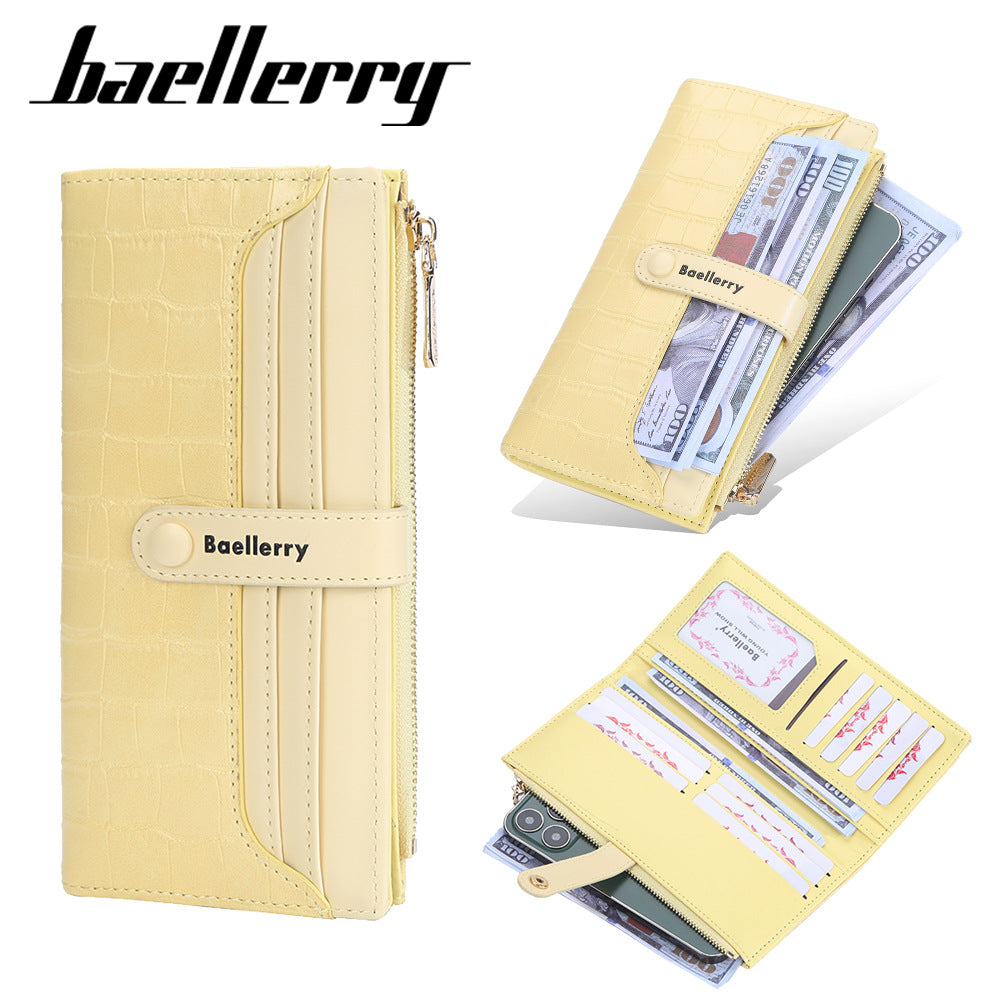 Women's Long Korean Style Stone Pattern Clutch Card Holder