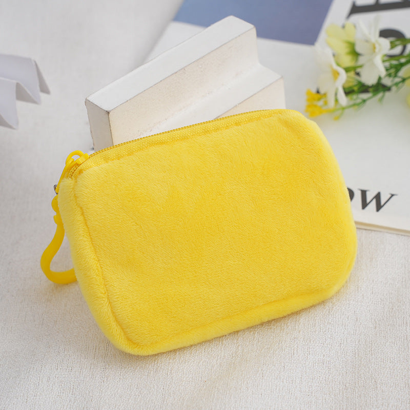 Glamorous Color Candy Plush Earphone Simple Coin Purses