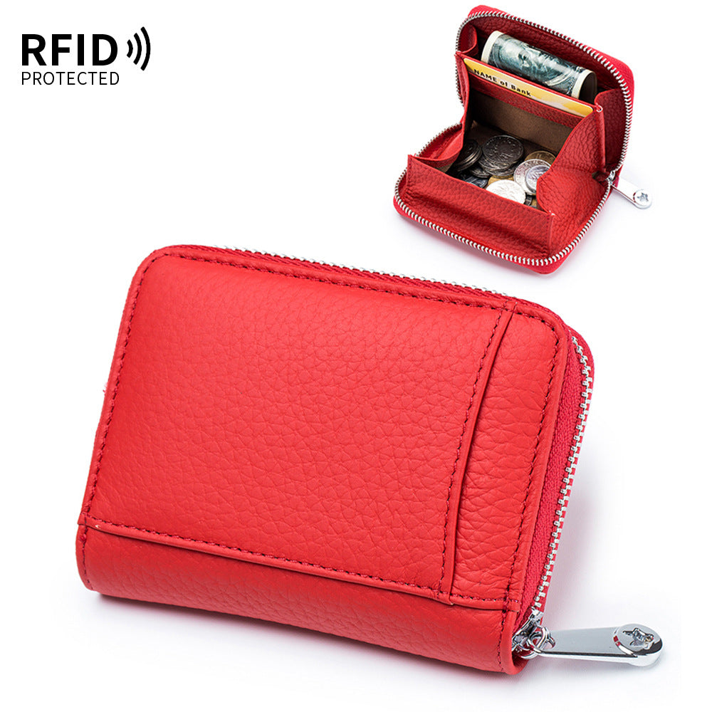Style Genuine Leather Swiping Zipper Simple Coin Purses