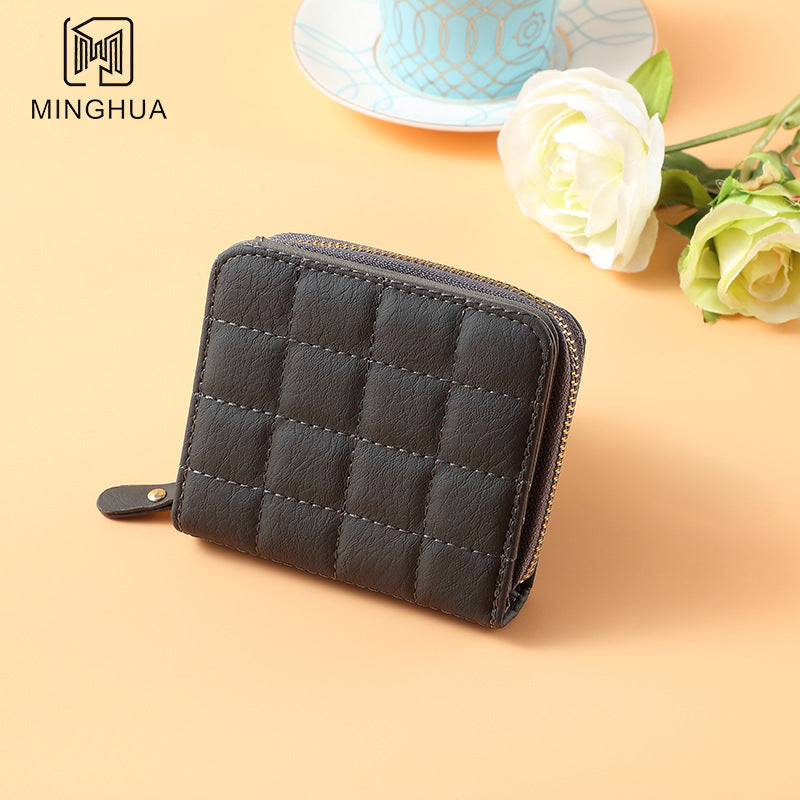 Women's Solid Color Summer Zipper Short Card Holder