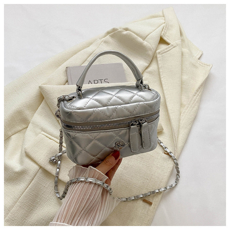 Women's Simple Rhombus Chain Portable Box Textured Bags