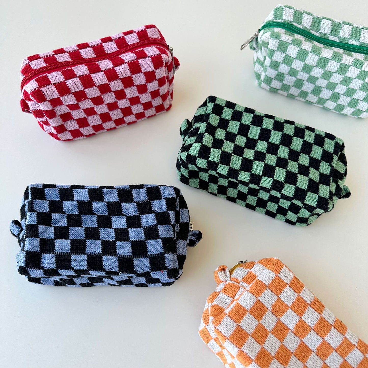 Large Capacity Chessboard Plaid Stripes Color Matching Cosmetic Bags