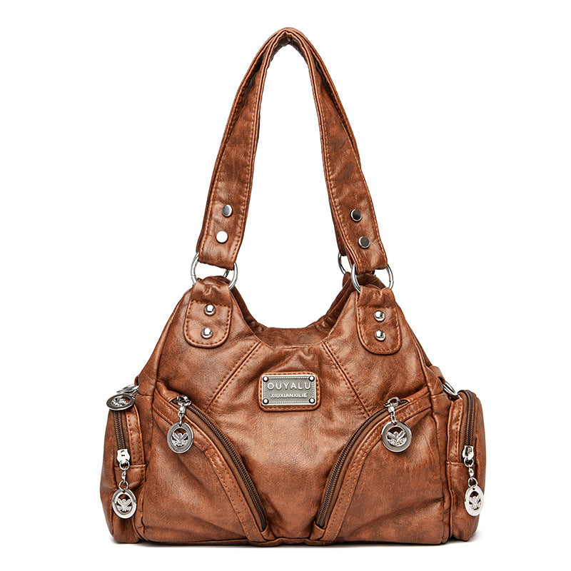 Women's Summer Retro Motorcycle Fashion Solid Color Crossbody Bags