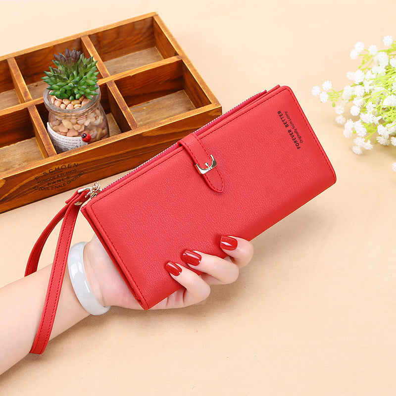 Women's Korean Solid Color Large Capacity Wrist Ladies Wallets