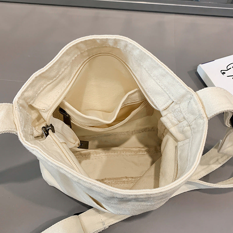 Women's Washed-out Canvas Simple Commute Mori Style Solid Tote Bags
