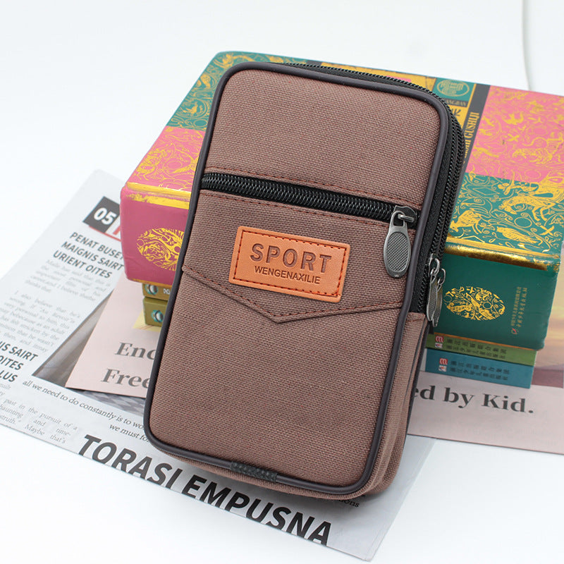 Men's Canvas Horizontal Vertical Zipper Construction Site Phone Bags