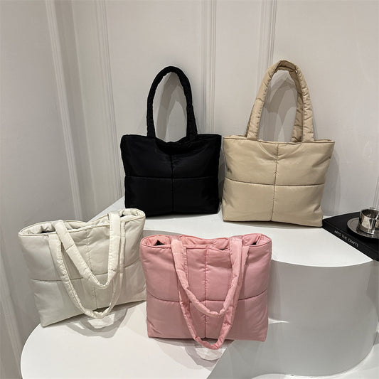 Clothes Solid Color Nylon Plaid Down Simple Bags