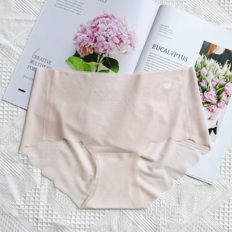 One-piece Ice Silk Underwear Ladies Mid Panties