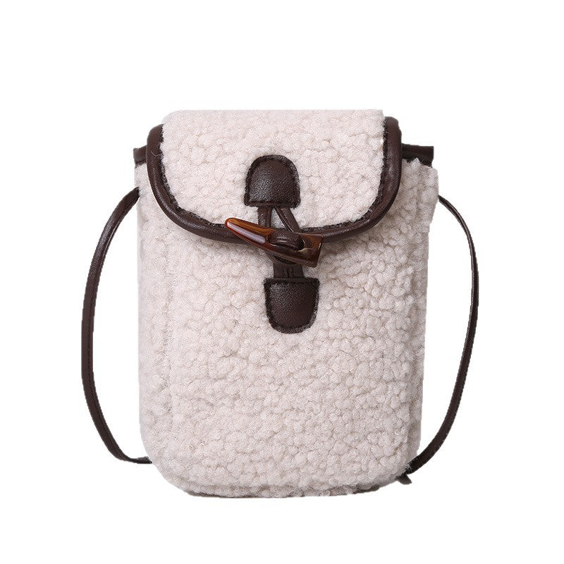 Women's Solid Color Fur Contrast Minimalist Retro Women's Shoulder Bag
