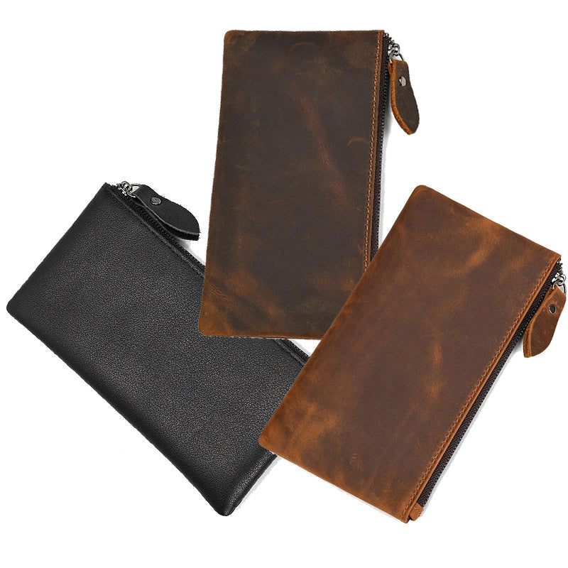 Women's & Men's Horse Leather Long Retro Large Capacity Men's Wallets