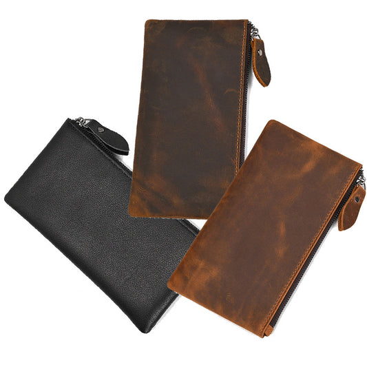 Women's & Men's Horse Leather Long Retro Large Capacity Men's Wallets
