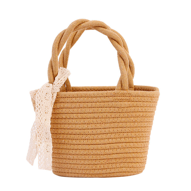 Pinch Flower Woven Handmade Mini Cotton Bags