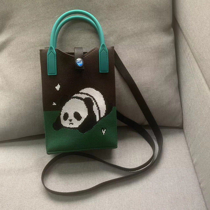 Panda Mobile Knit Personal Leisure Texture Handbags