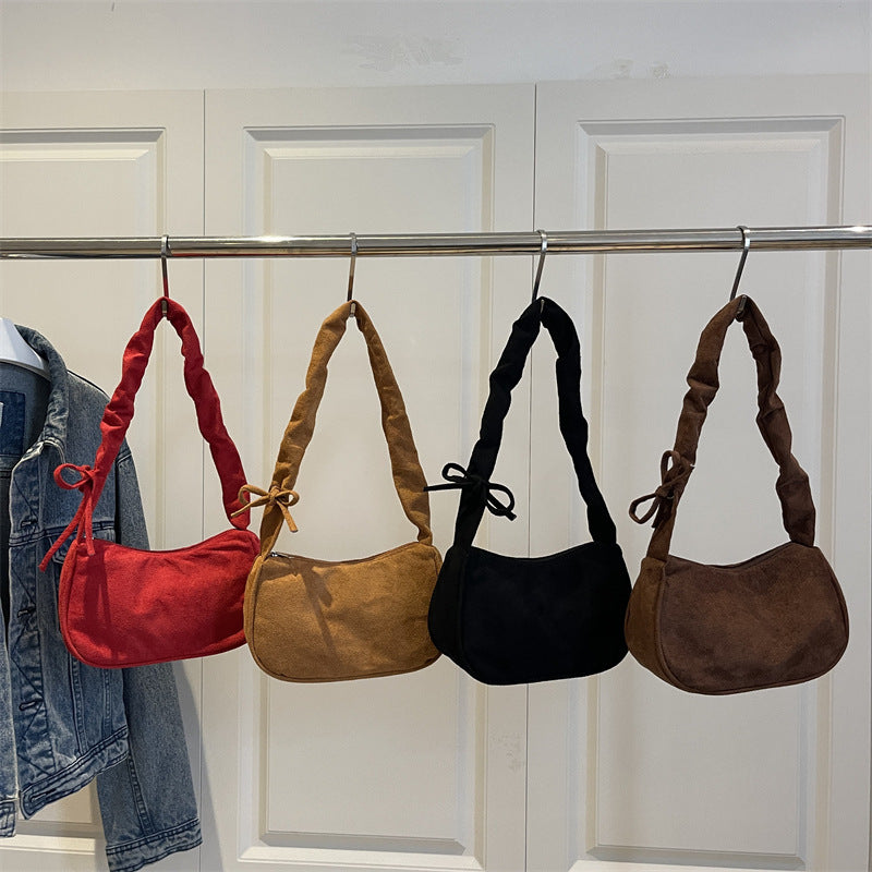 Women's Color Simple Suede Elegant Underarm Crescent Women's Shoulder Bag