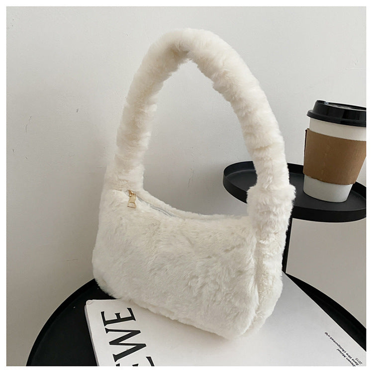 Charming Plush Underarm Female Fashion Portable Handbags
