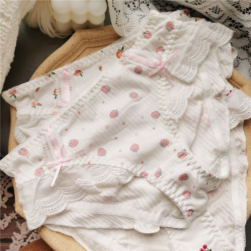 Women's Sweet Little Princess Cute Cotton Lace Panties
