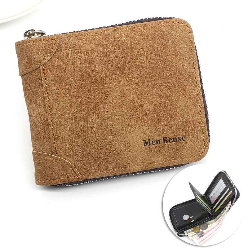 Men's Personalized Short Zipper Two Fold Man's Vintage Men's Wallets