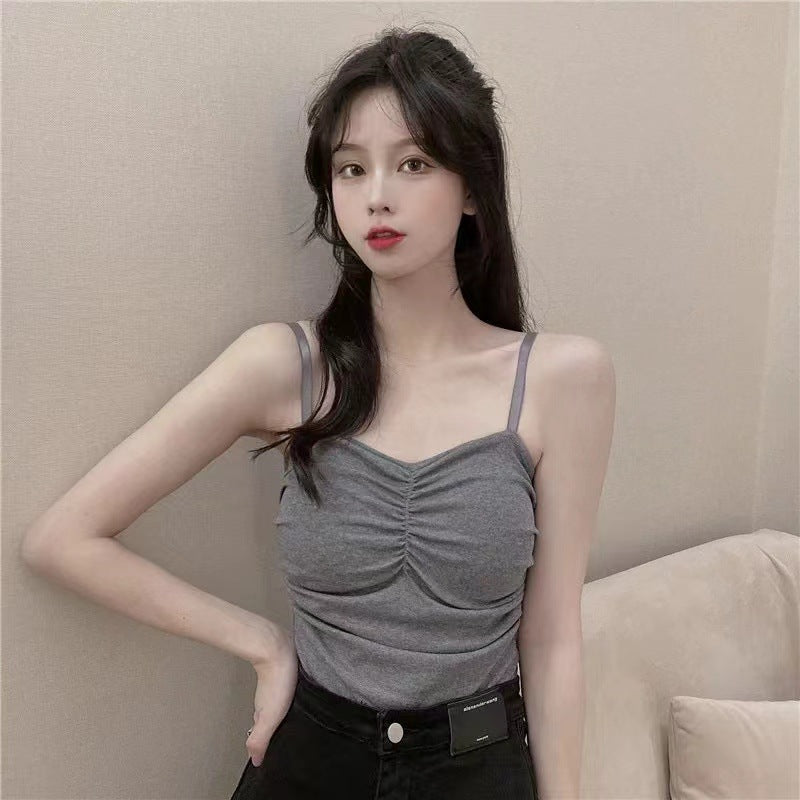 Women's Wear Outer Beauty Back Design Pleated With Tanks Camis