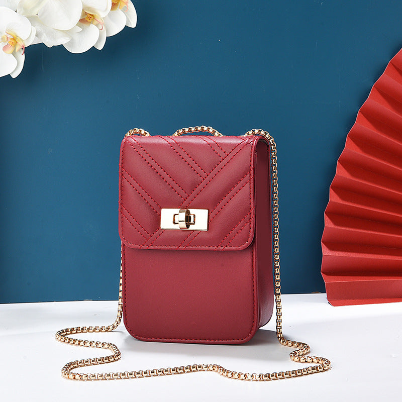 Women's Summer One Minority Simple Embroidered Contrast Phone Bags