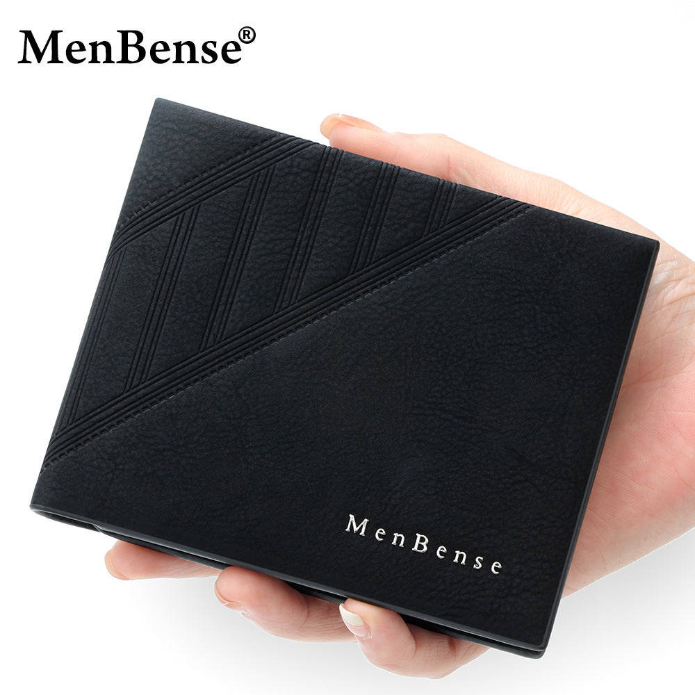 Men's Fashion Embossed Short Dark Line Hinge Men's Wallet