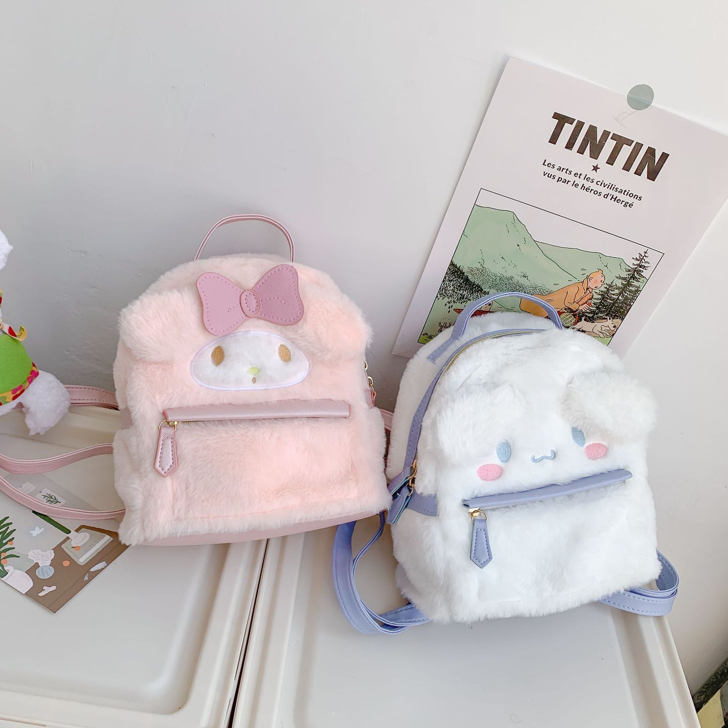 Cute Rabbit Ugly Dog Furry Heart Backpacks