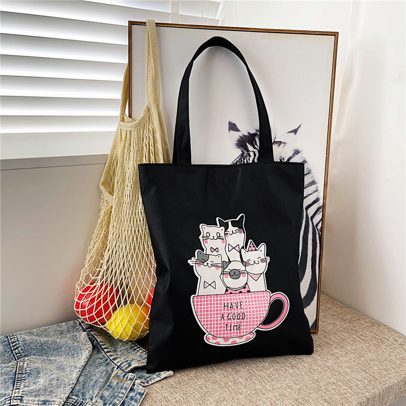 Women's Large Capacity Canvas Printed Korean Fashion Handbags