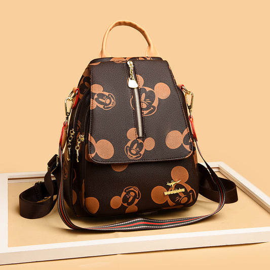 Women's Korean Soft Leather Fashion Slanted Backpacks