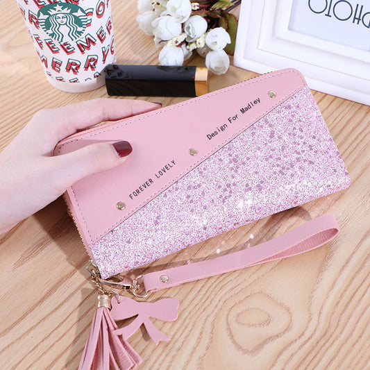 Women's Korean Stitching Contrast Color Tassel Wild Bags