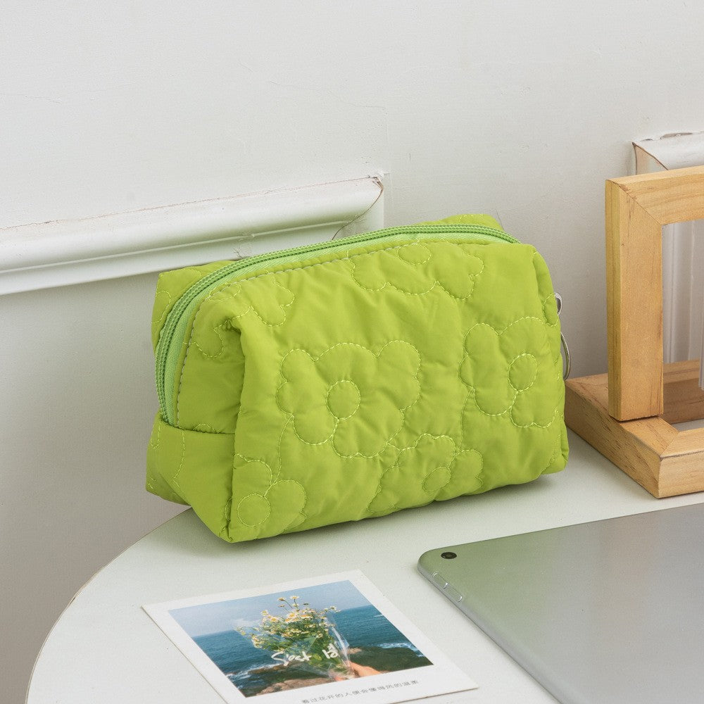 Floral Quilted Toiletries Portable Cosmetics Storage Makeup Bag