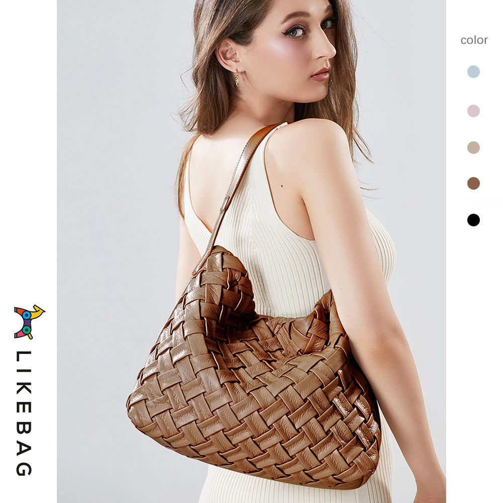 Women's Capacity Composite Portable Soft Leather Textured Women's Shoulder Bag