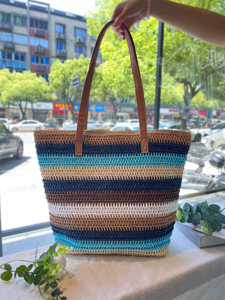 Color Handmade Environmental Protection Toilet Paper Straw Seaside Women's Shoulder Bag
