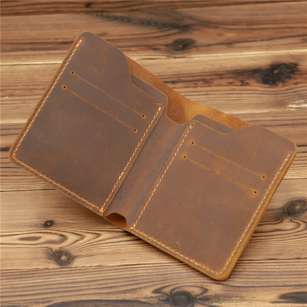 Men's Simple Crazy Horse Leather Genuine Cowhide Card Holder