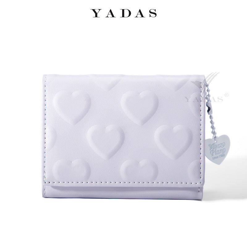 Attractive Women's Love Pendant Embossed Short Ladies Wallets