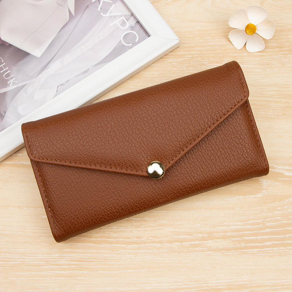 Women's Fashion Magnetic Snap Long Clutch Imitation Leather Multiple Slots Large Ladies Wallet