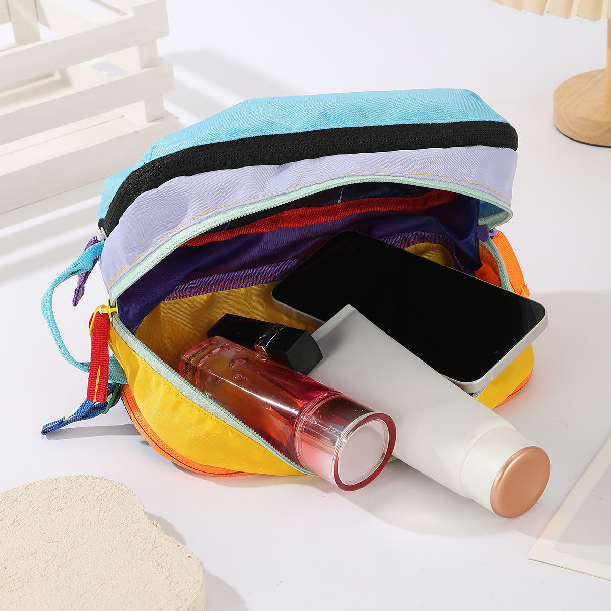 Dopamine Color Portable Large Capacity Wash Fresh Sweet Sundries Makeup Bag