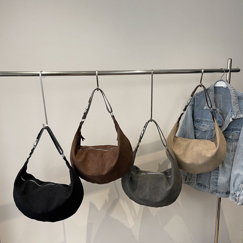 Women's Suede Fashion Large Capacity Commuter Dumpling Shoulder Bags