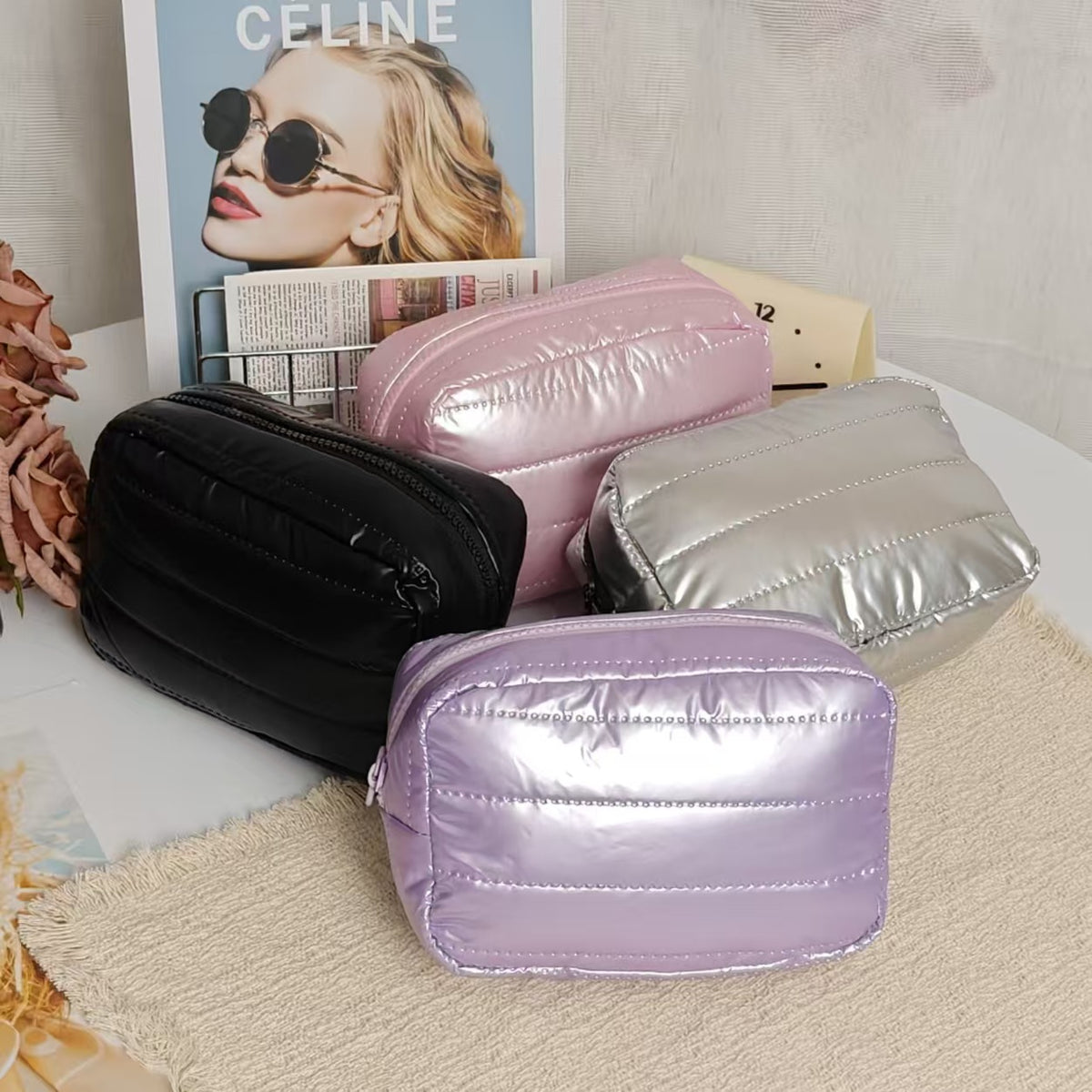 Jacket Material Space Cotton Wash Go Makeup Bag